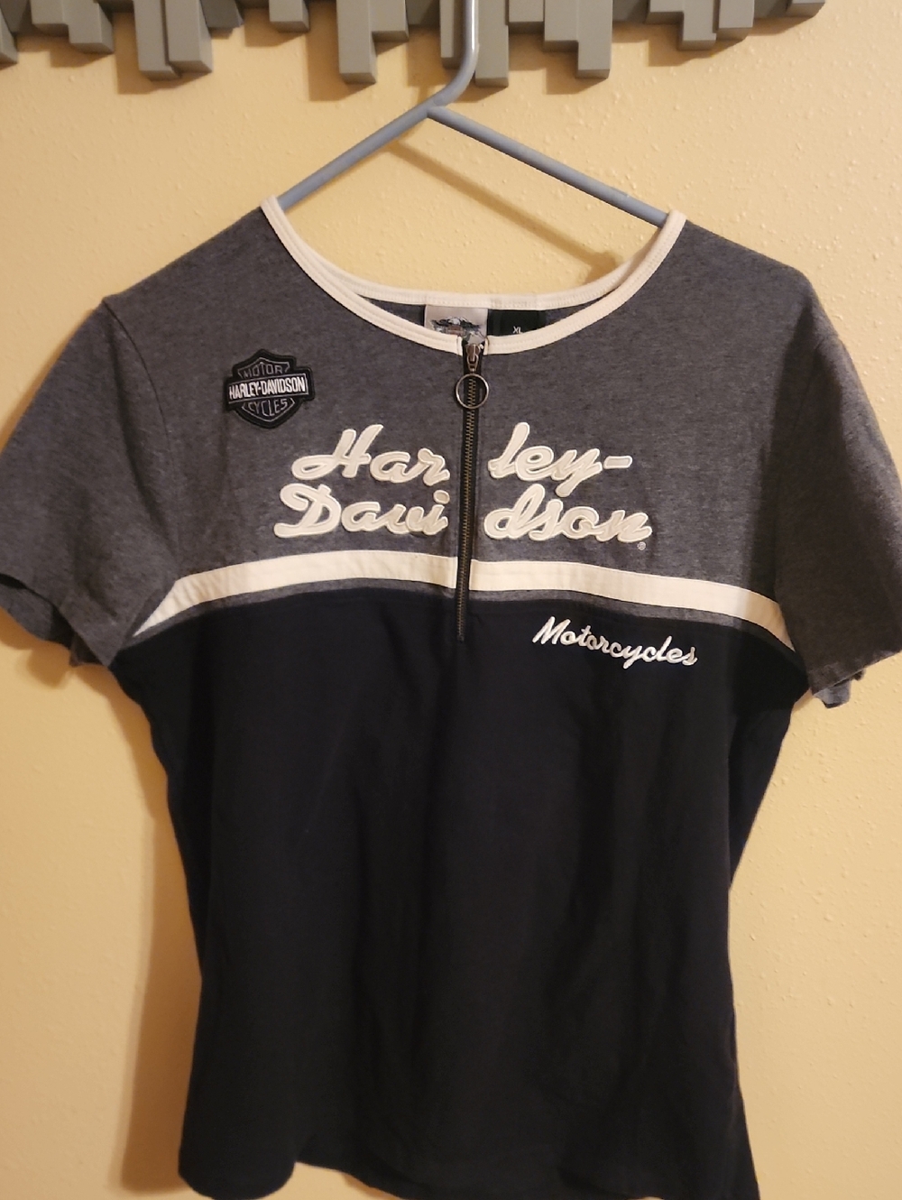 Womens Harley Davidson Zipper Short Sleeve Tee